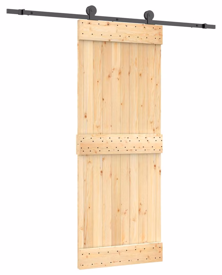 Porta scorrevole Naturale e Nero 80 x 210 cm