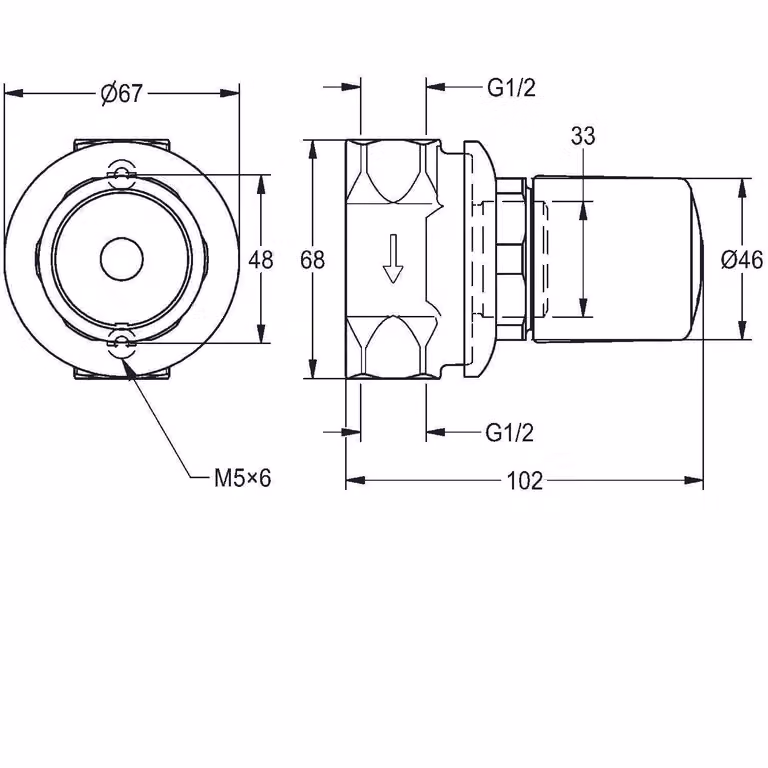 Raccordo doccia KWC AR, idr., DN15, per colonna doccia, senza miscelatore