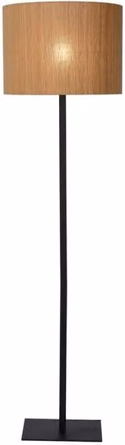 Lampada da terra Lucide Magius rattan nera E27 h160cm