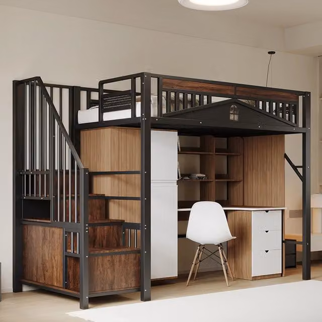 Letto a castello metallo - Xylo - 90x200 cm nero finestra