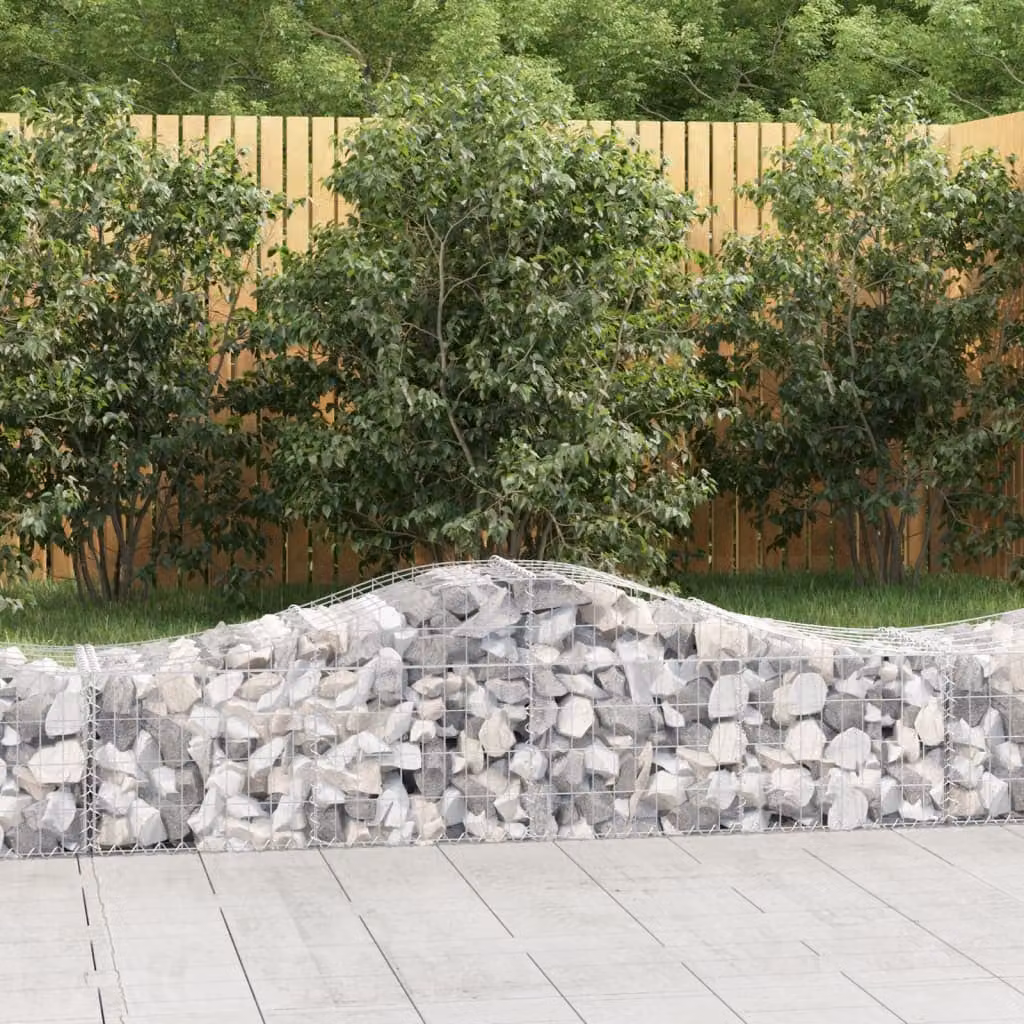 Set di 13 cesti gabbioni ad arco vidaXL in ferro zincato grigio argento L: 200 cm, P: 50 cm, H: 40/60 cm