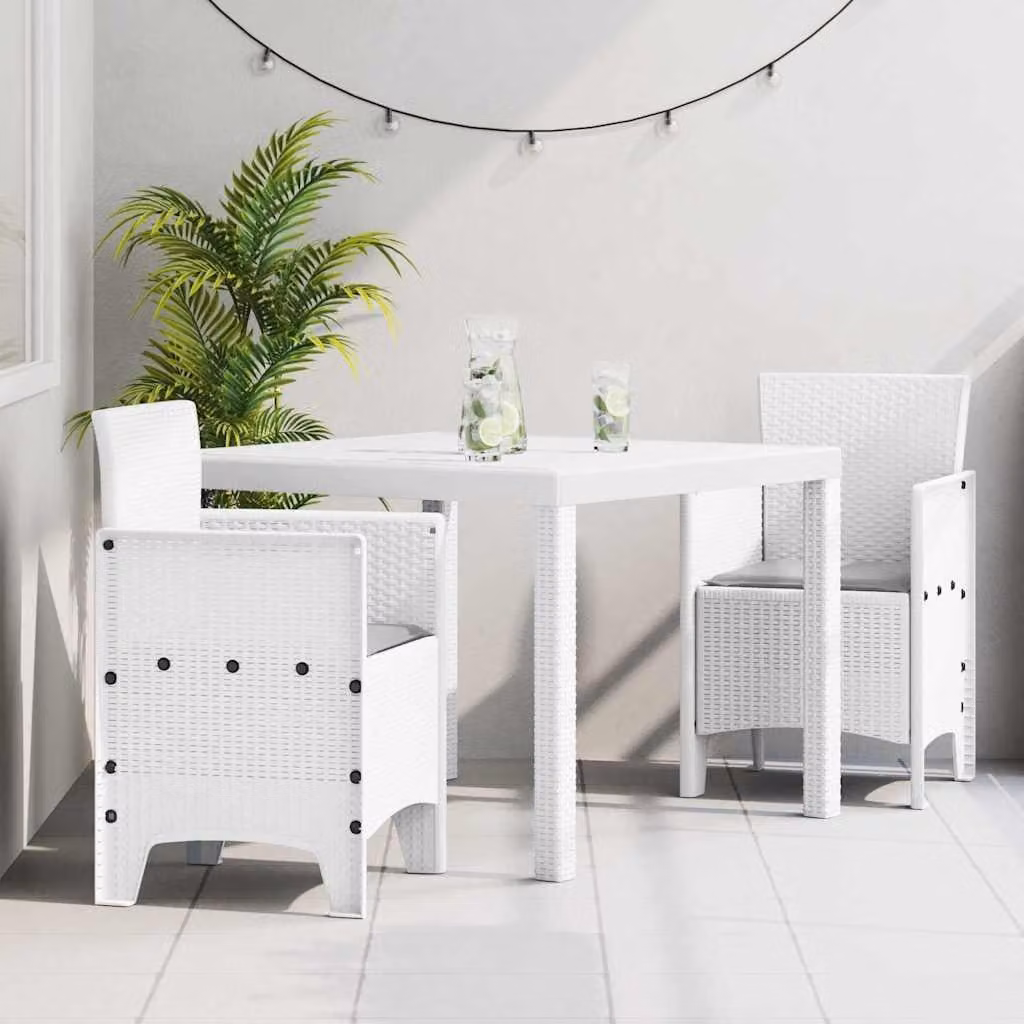 Maison Exclusive - Set da pranzo per esterno, 3 pezzi, in polipropilene bianco
