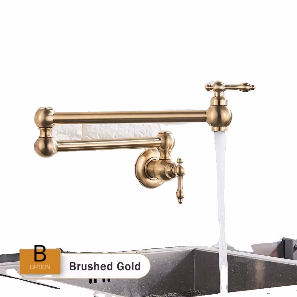 Miscelatore da cucina retrattile, da montare a parete, in ottone, con due maniglie, dal design moderno
