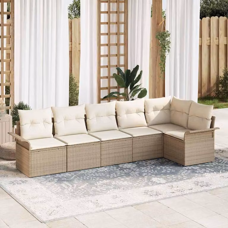 Maison Exclusive - Set Divano da Giardino con cuscino 6 pcs Beige Poly Rattan