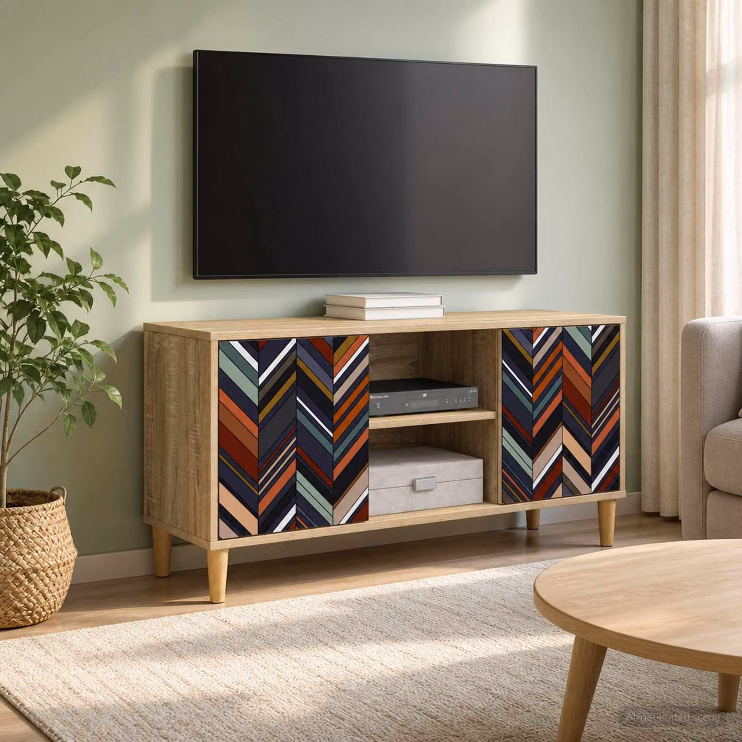 Mobile TV vidaXL OMMEN in legno ingegnerizzato color marrone L: 102 cm, P: 33 cm, H: 50 cm