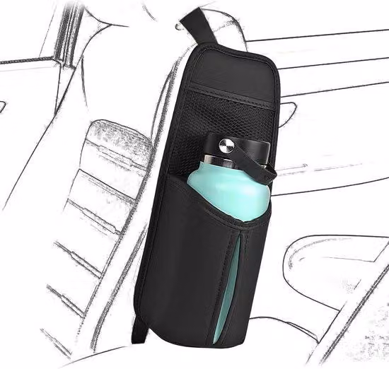 Portabottiglie per auto - Tasca portaoggetti per auto - Supporto per borraccia - Nero.