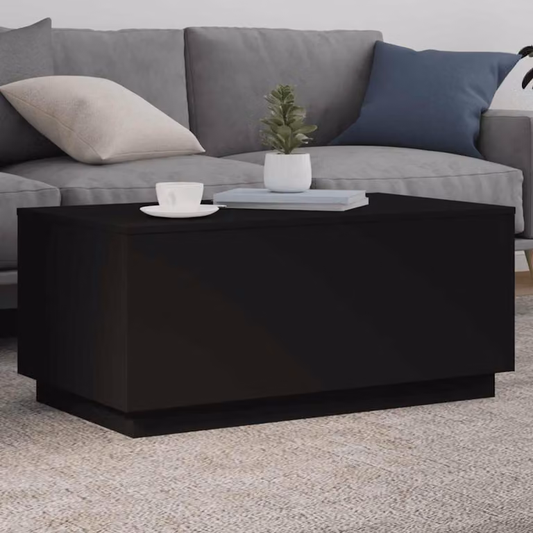 vidaXL Tavolino da Soggiorno Moderno in MDF Nero L: 90 cm, P: 50 cm, H: 40 cm
