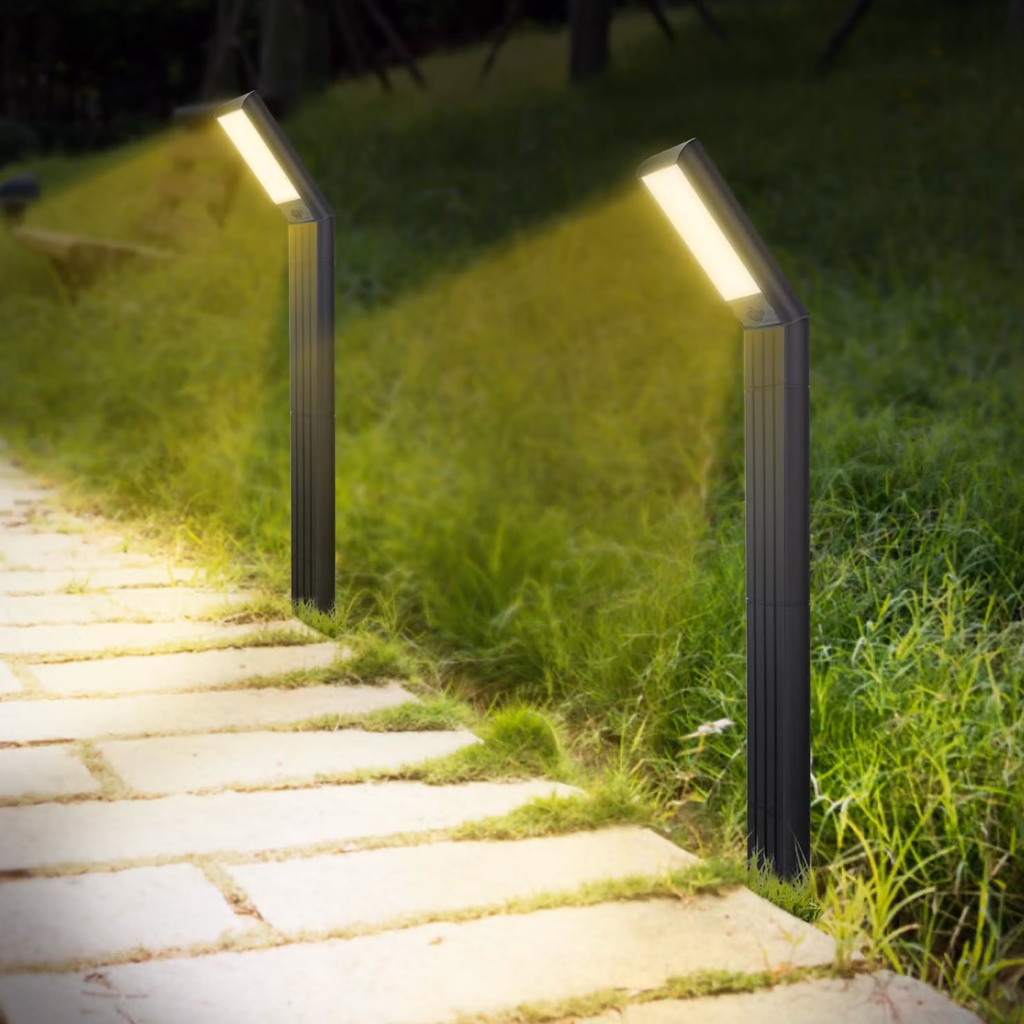Lampade solari da esterno, set da 2, 200 lumen, grado di protezione IP64, temperatura di colore 3500/4000/6000 K, colore nero