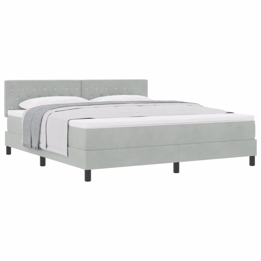 Letto a molle con materasso vidaXL in velluto grigio con cassetti L/P/H: 180 x 200 x 280 cm – 2