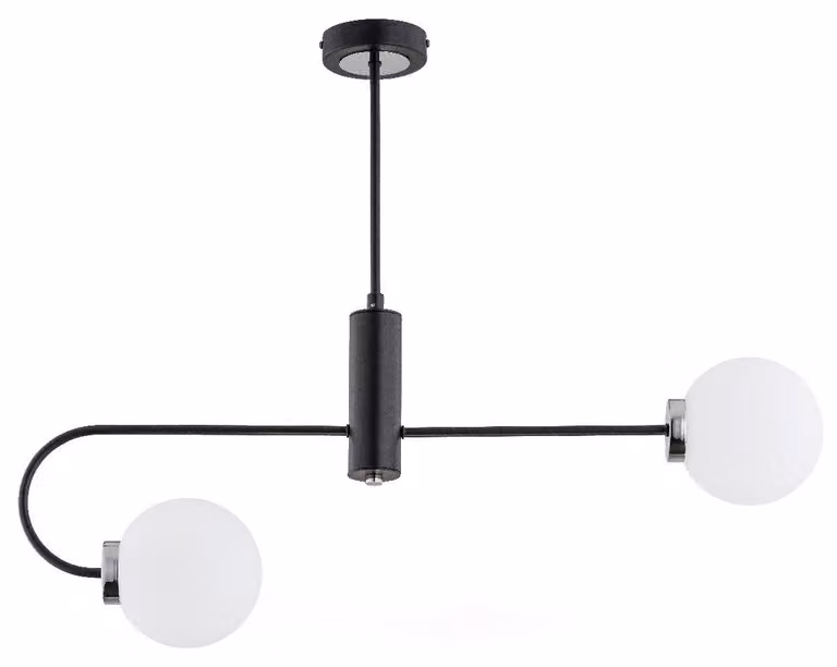 Lampada a sospensione asimmetrica PERLA nera 2xE14x10W in metallo, dimensioni: 58x75x14 cm, IP20, Alfa