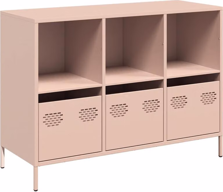 Credenza Rosa 101,5x39x73,5 cm in Acciaio Laminato a Freddo