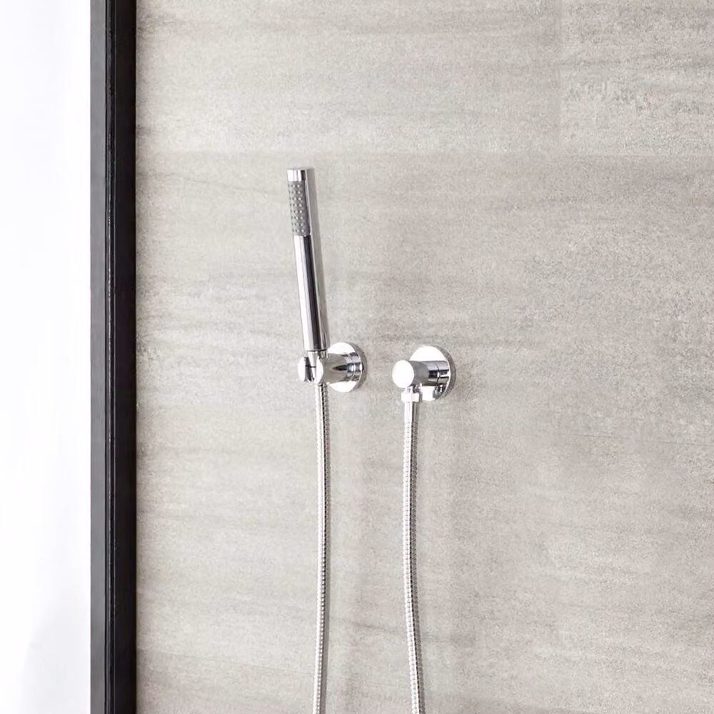 Kit Doccia con Doccetta Rotonda, Supporto a Parete e Flessibile
