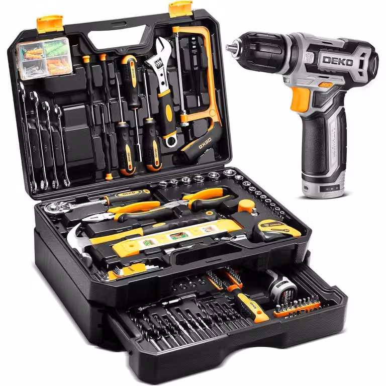 Valigetta con 238 pezzi e trapano avvitatore a batteria da 12V