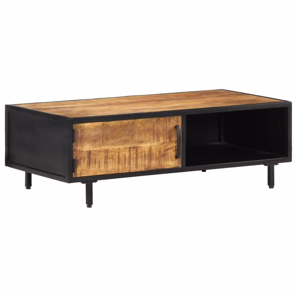 The Living Store tavolino 105x50x35 cm Legno di mango grezzo