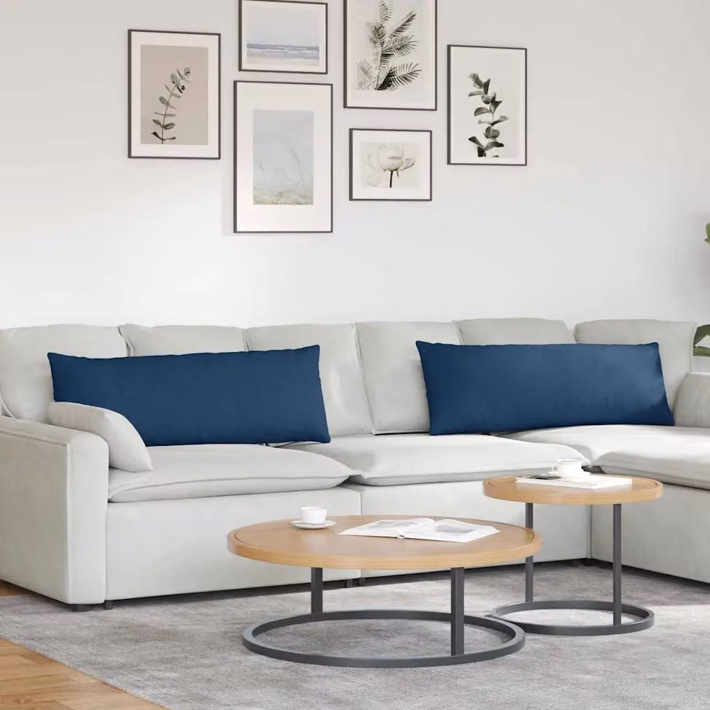 Set di 2 cuscini da divano vidaXL in tessuto blu con rivestimento rimovibile, L 120 cm x P 40 cm x H 40 cm