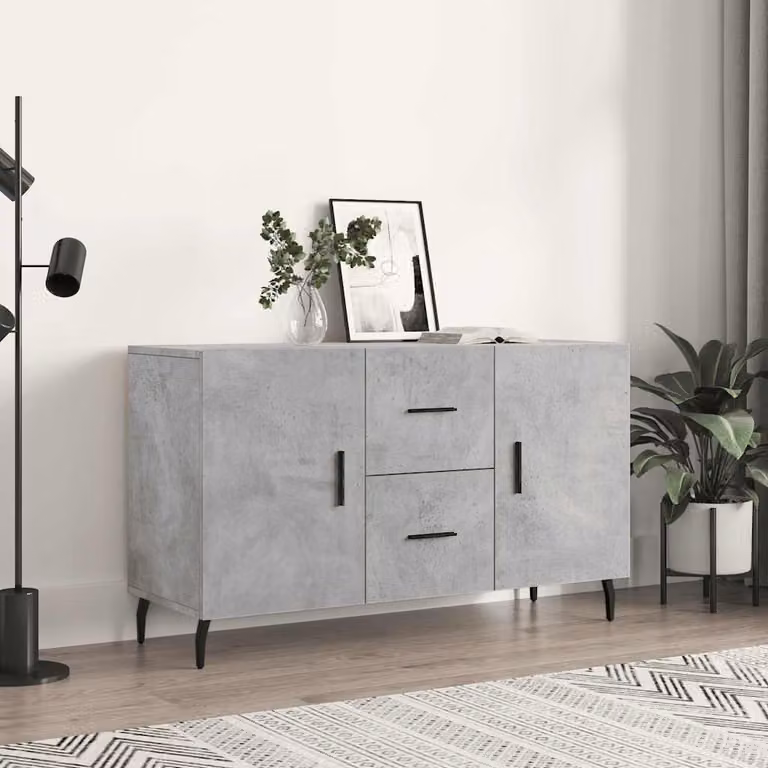 Credenza moderna vidaXL in legno multistrato e metallo, colore grigio, L 100 x P 36 x H 60 cm