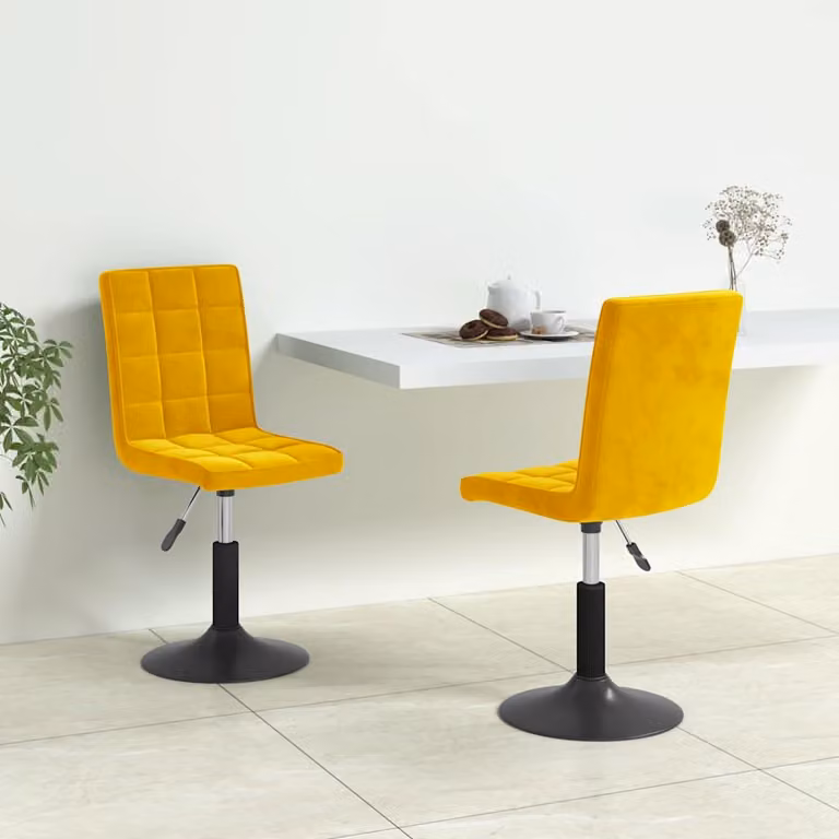 Set di 2 sedie da pranzo girevoli vidaXL in velluto giallo moderno