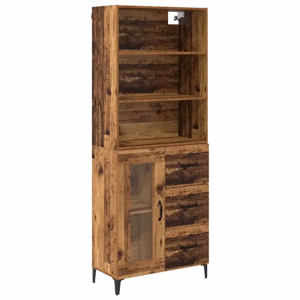 Credenza moderna vidaXL in legno ingegnerizzato e metallo, colore marrone, L/P/H: 69,5 x 34 x 180 cm – 2