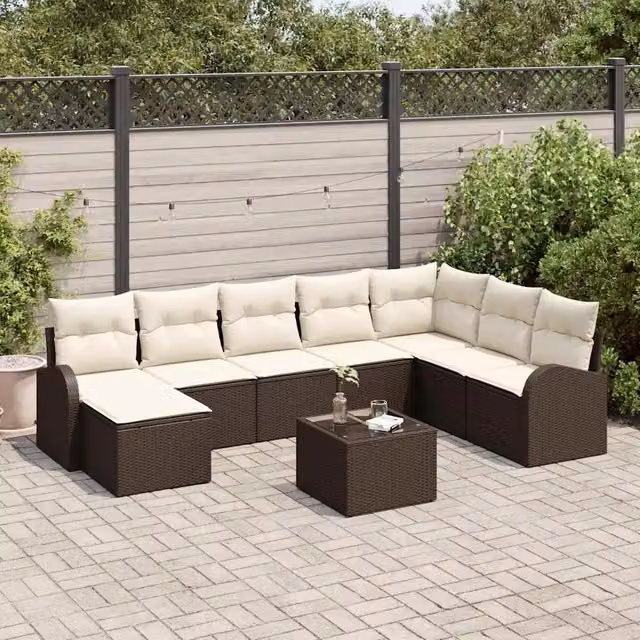 Set Divano da Giardino 9 pz Marrone 3346168