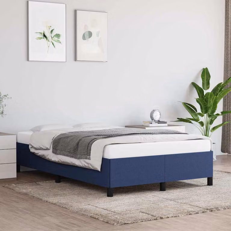 Giroletto vidaXL senza materasso in tessuto blu con doghe in legno L/P: 120 x 200 cm