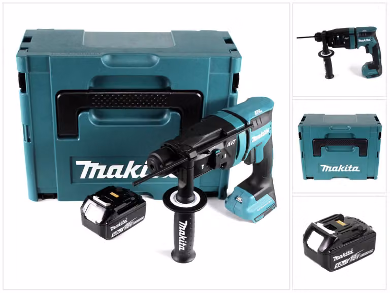 Makita DHR 182 T1J Trapano a percussione a batteria 18V 1,7J SDS plus Brushless + 1x batteria 5,0Ah + Makpac - senza caricabatteria