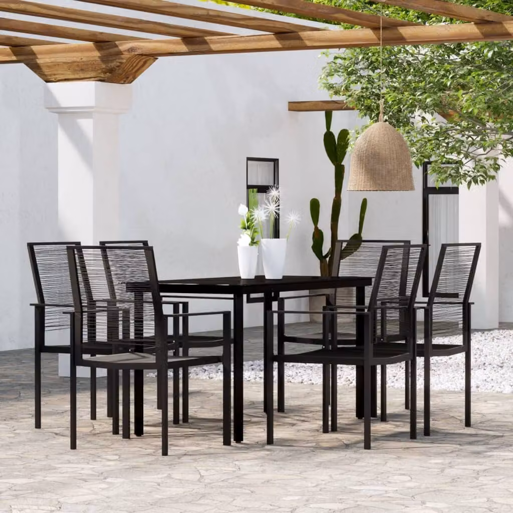 Maison Exclusive - Set da pranzo da giardino 7 pezzi nero