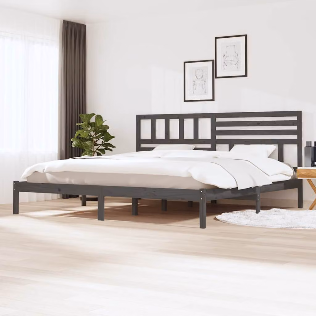 Giroletto vidaXL in legno massello di pino grigio con doghe fisse L/P: 200 x 200 cm