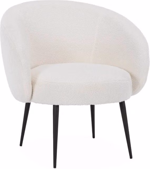 Poltrona di design in boulcé bianca e metallo, crema