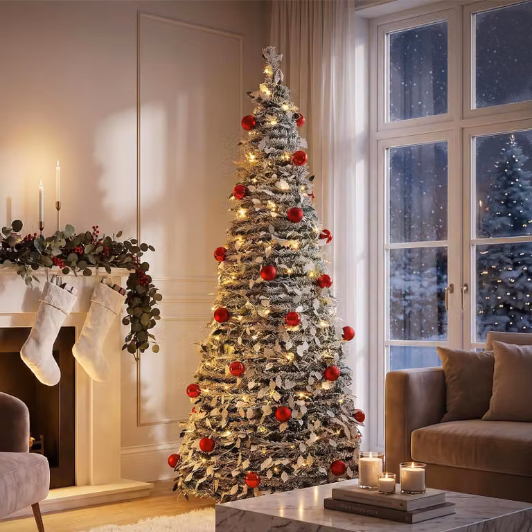 ECD Germany: Albero di Natale pop-up artificiale con decorazioni e illuminazione, 180 cm. Decorazioni natalizie, albero di Natale pieghevole, albero artificiale, catena di luci LED, albero di Natale