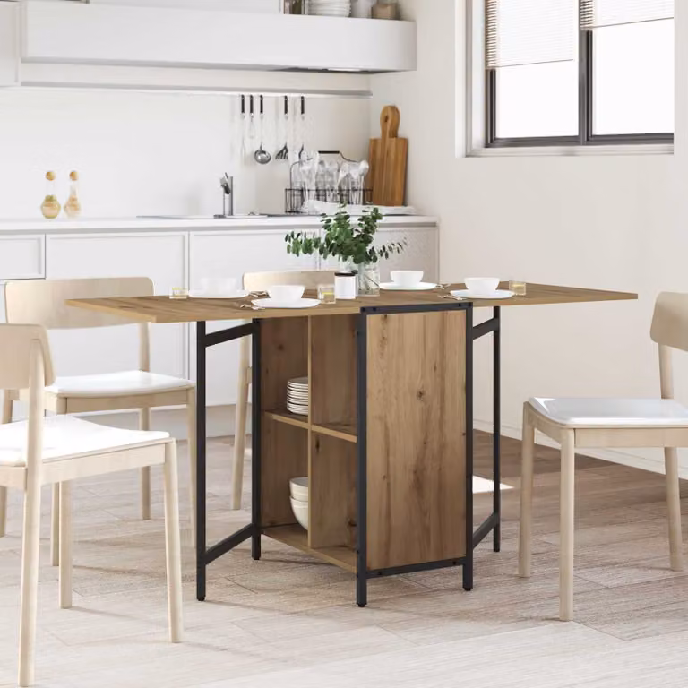 vidaXL Tavolo da Pranzo Rettangolare Estensibile in Legno e Metallo Marrone L: 144 cm, P: 60 cm, H: 75 cm