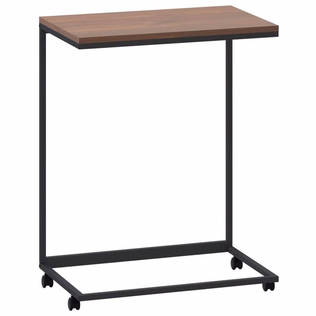 Tavolino con Ruote Nero 55x35x70 cm in Legno Multistrato