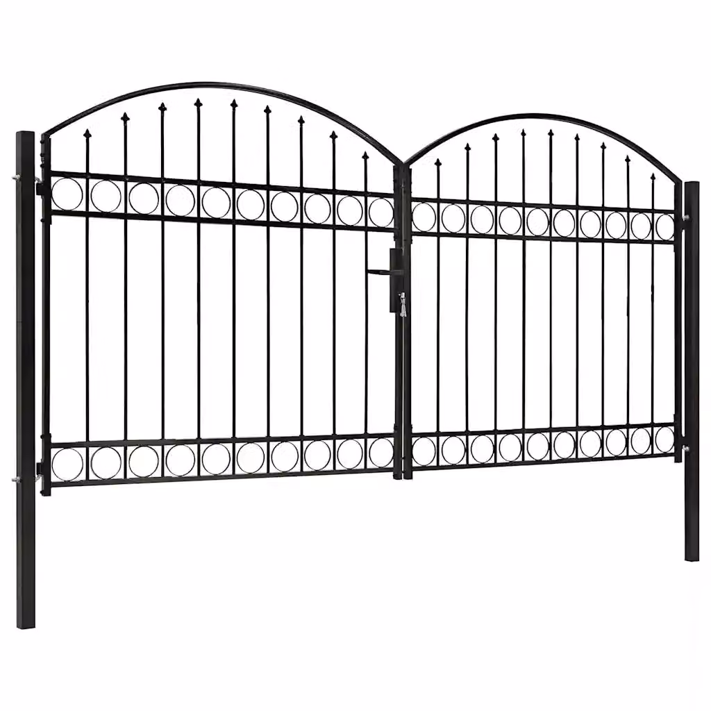 Cancello a doppia anta ad arco vidaXL in acciaio nero L: 300 cm, H: 150 cm