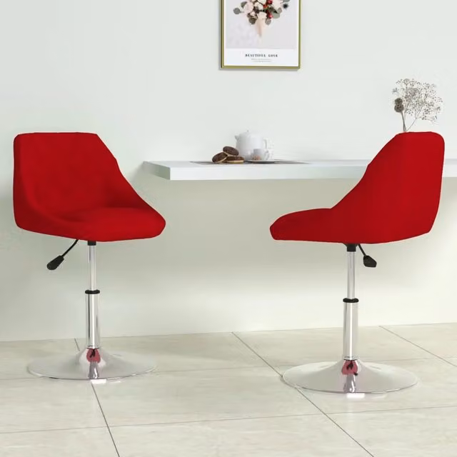 Set di 2 sedie da pranzo girevoli vidaXL in velluto rosso vino con base moderna – 1
