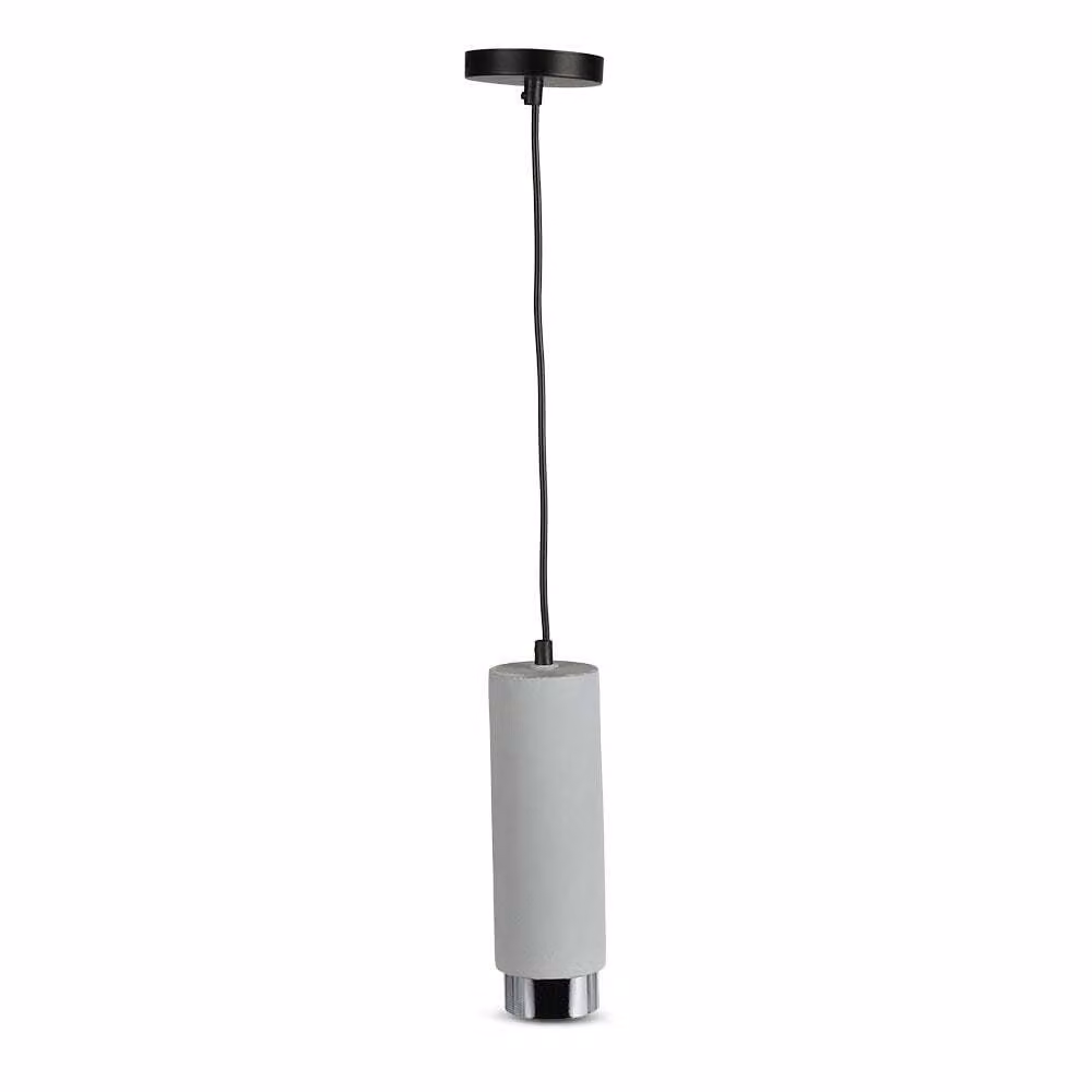 V-TAC VT-864 Lampadario portafaretto pendente 1mt GU10 in gesso grigio con bordo metallo cromato - sku 3135