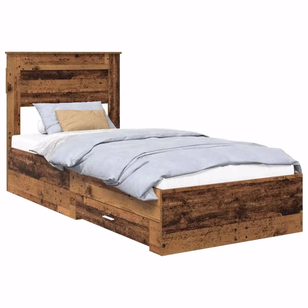 Struttura del letto con cassetto vidaXL in legno effetto vintage marrone, L/P/H: 90 x 190 cm – 2