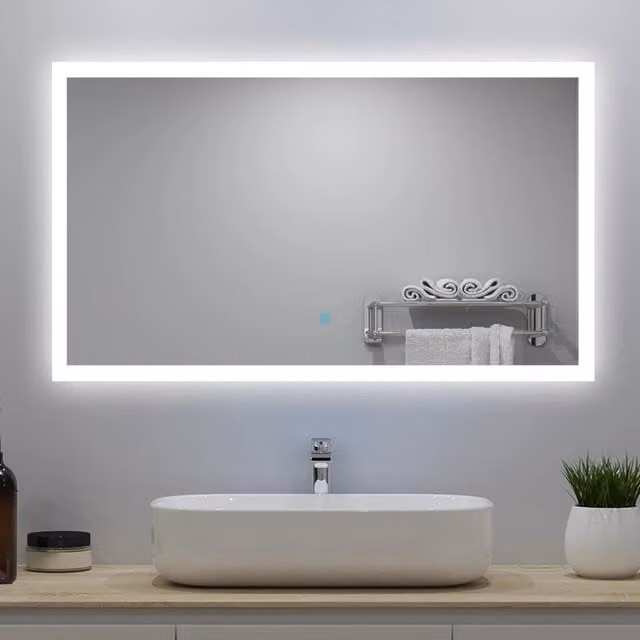 Aica LED Specchio da bagno 100×60 cm + luminosità regolabile a 3 colori + antiappannamento