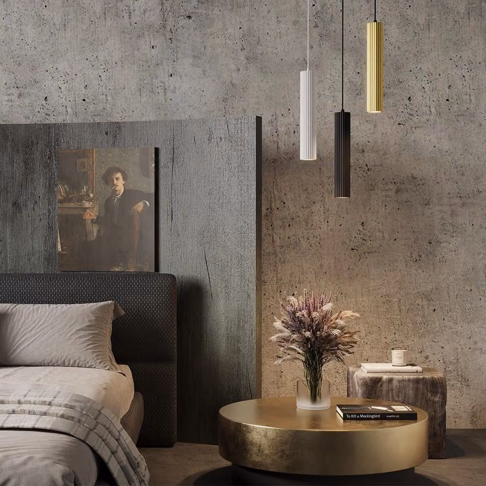 Lampada a sospensione a tubo ondulato CALIPSO in ottone, 1xGU10x10W, alluminio, dimensioni: 143x5,6x5,6 cm, IP20, Maytoni
