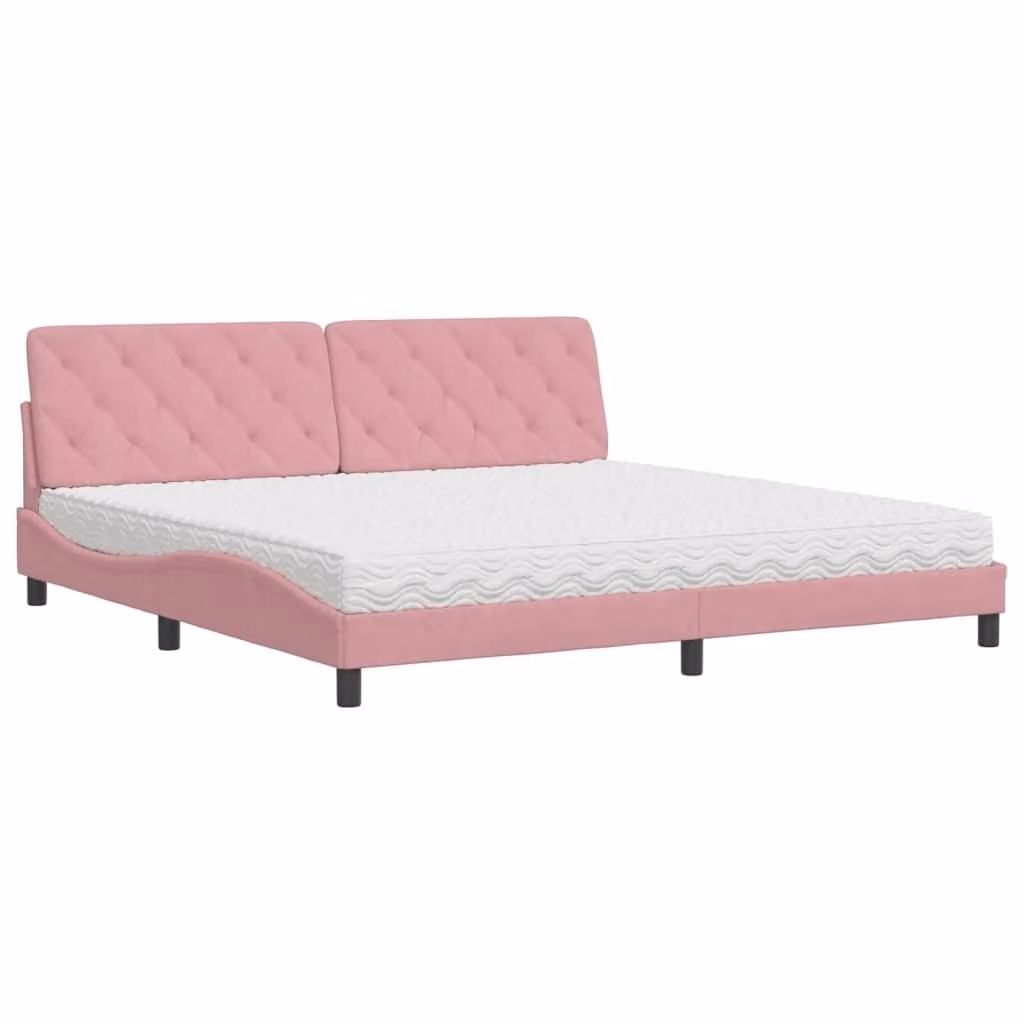 Letto con Materasso Rosa 200x200 cm in Velluto