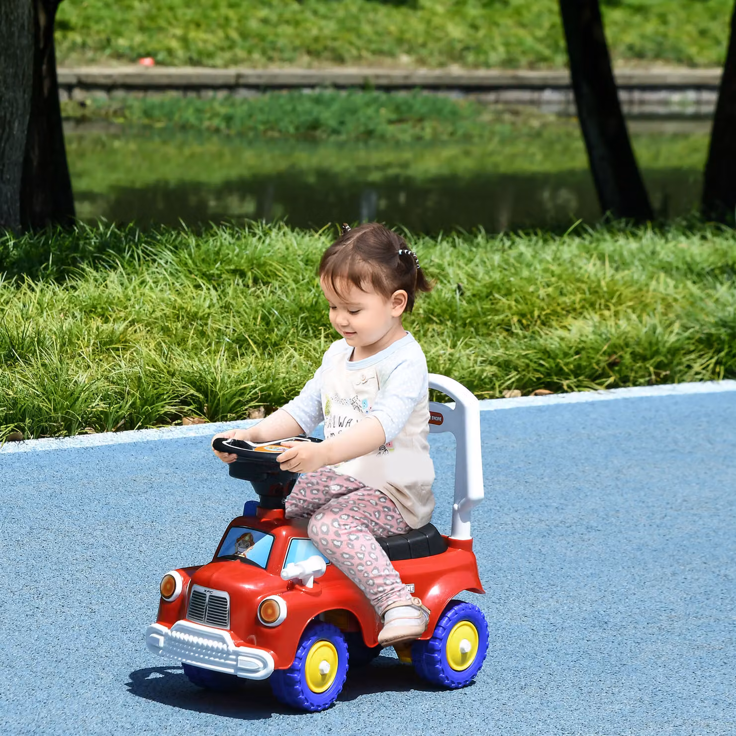 Macchina cavalcabile a spinta AIYAPLAY per bambini 18-36 mesi, camion dei pompieri rosso – 2