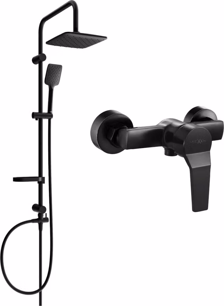 Mexen Sven set doccia esterno con soffione e miscelatore doccia Caro, nero - 746640262-70