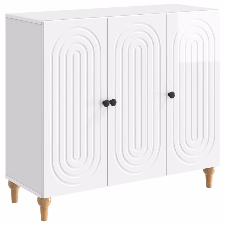 Credenza Bianco Lucido 89 x 34,5 x 80 cm Legno ingegnerizzato