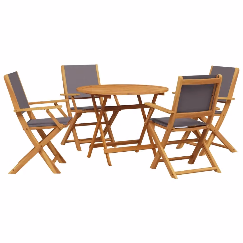 Set Pranzo da Giardino vidaXL in Legno di Acacia Olio Antracite 5 Pezzi – 2