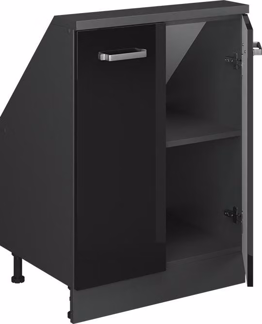Mobile cucina sottotetto Vicco R-Line Nero lucido 60 cm con 2 porte, Model 58257