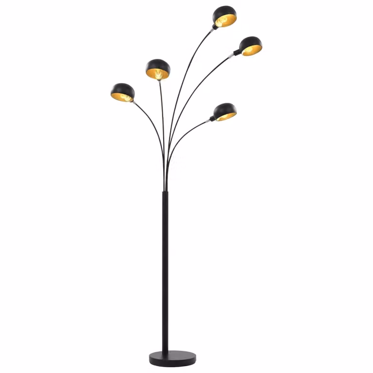 vidaXL Lampada da terra 200 cm 5 x E14 nero e oro