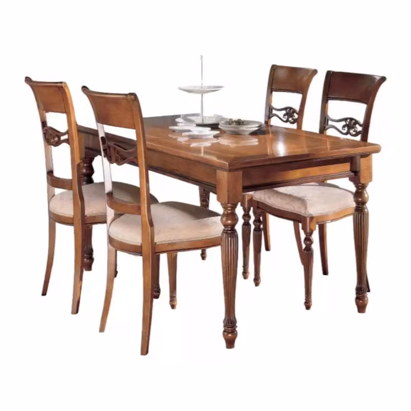 Tavolo rettangolare allungabile in legno intarsiato Bassano marrone Mobili 2G L: 160 cm, P: 90 cm, H: 77 cm – 1