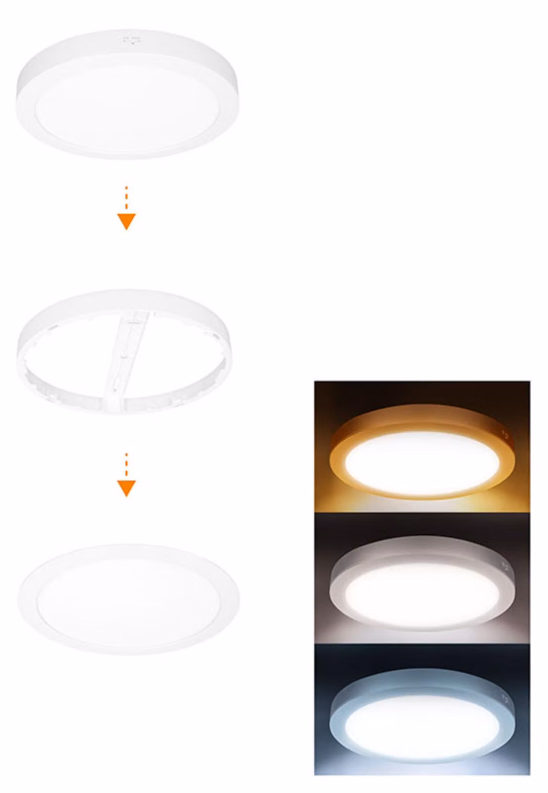Lampada da bagno a LED Solight con minipannello 2 in 1, sorgente luminosa a 3 colori, montaggio a soffitto/a vista, 18 W, 1530 lm, IP54, bianca, rotonda, WD242-W