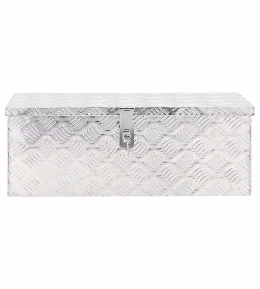 Contenitore Portaoggetti vidaXL in Metallo Argento con Maniglie L: 70 cm, P: 31 cm, H: 27 cm – 2