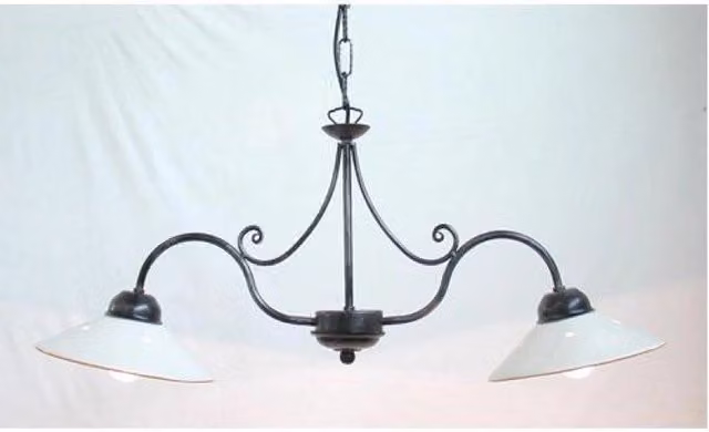 LAMPADARIO 2 LUCI A BILANCERE ATMOSFERA FERRO BATTUTO LAMPADE LANTERNE LAMPIONE