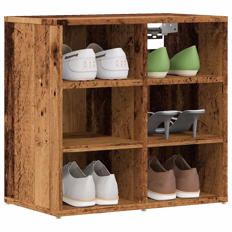 Set di 2 scarpiere vidaXL in legno stile rustico marrone, montaggio a parete, L 52 cm x P 30 cm x H 50 cm