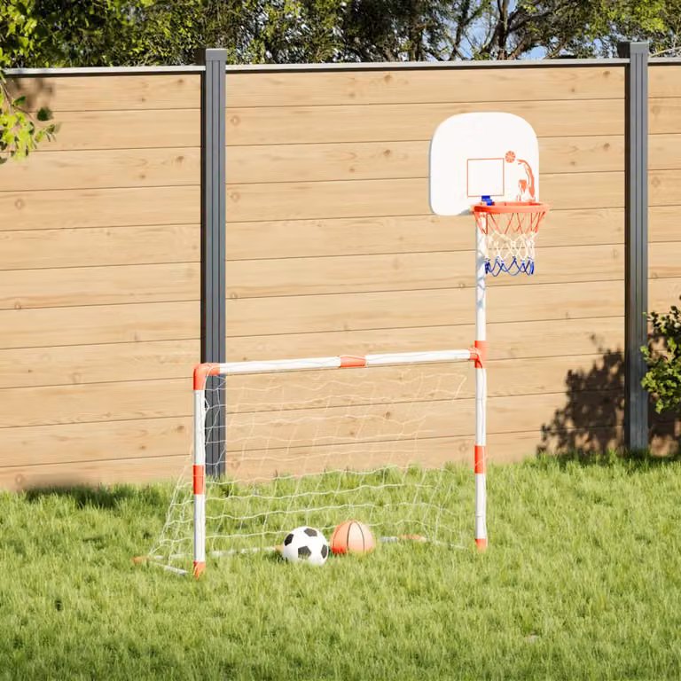 Set da Calcio e Basket per Bambini vidaXL multicolore con palloni, L: 98 cm, P: 50 cm, H: 70 cm